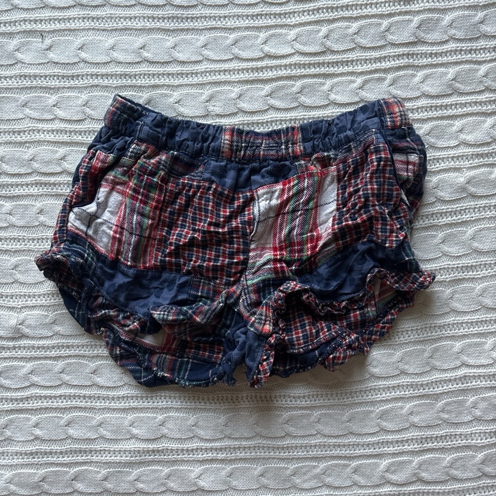 Aerie Plaid Pajama Shorts - Red and Blue
